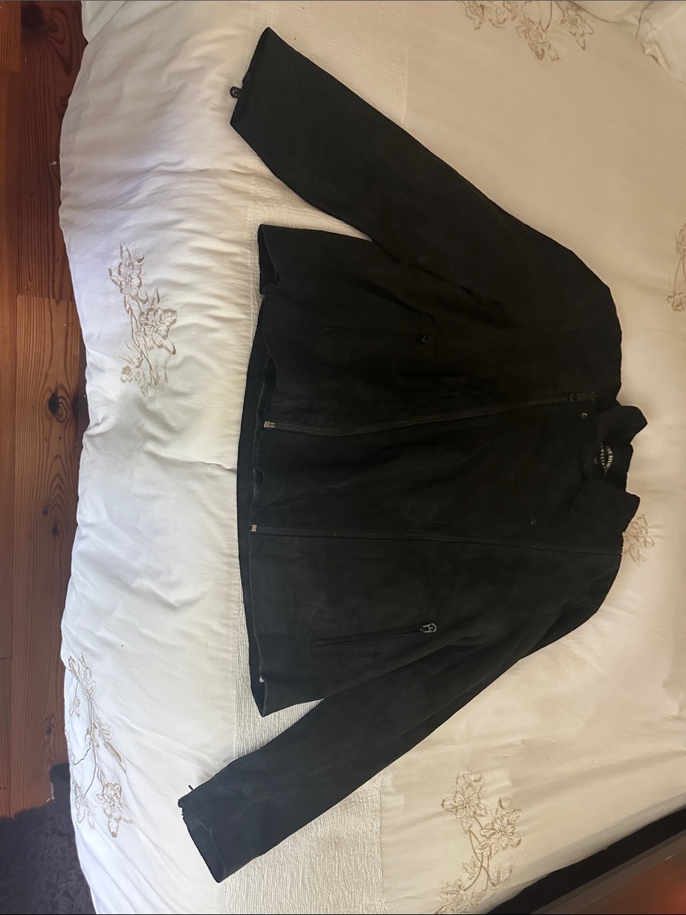 True Religion Black Suede Zip Jacket